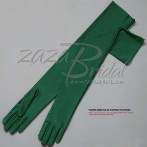 23.5″ Long 4-Way Stretch Matte Finish Satin Gloves Opera Length 16BL - HT Green